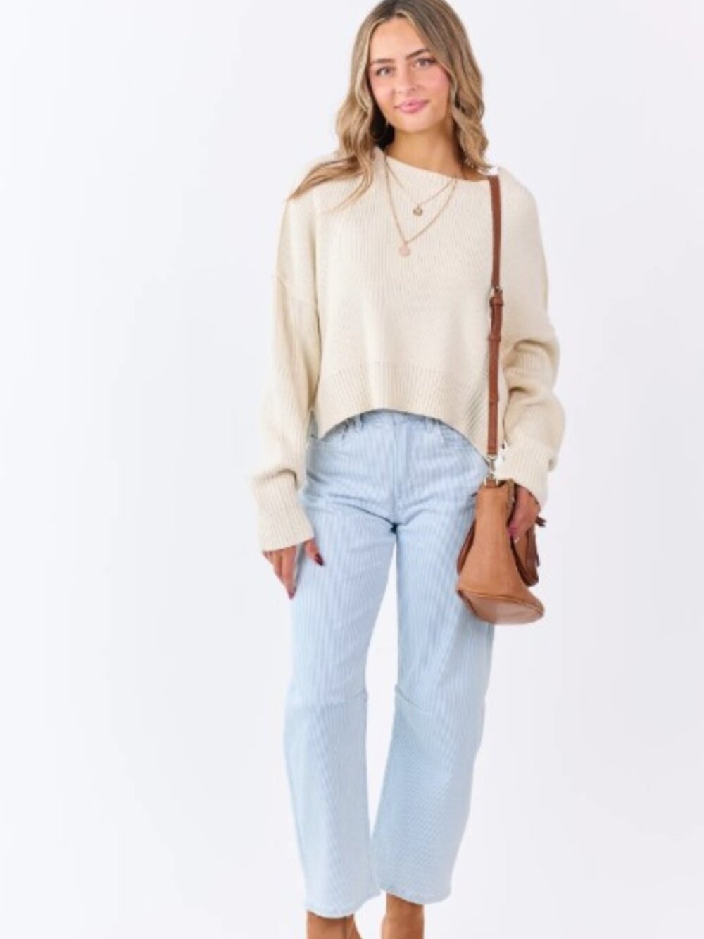 VERVET Light Stripe - Super High Rise Striped Barrel Jeans